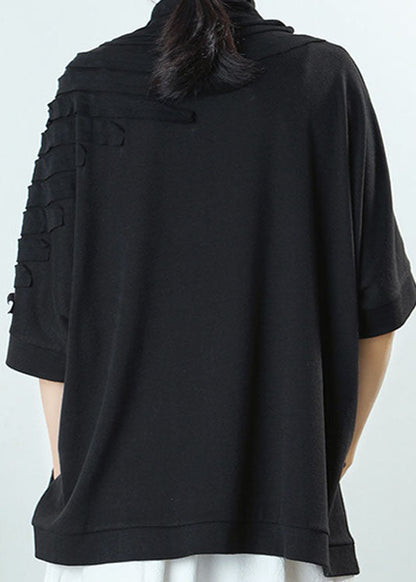 Blusa informal de primavera con diseño asimétrico con borlas en gris natural, manga media