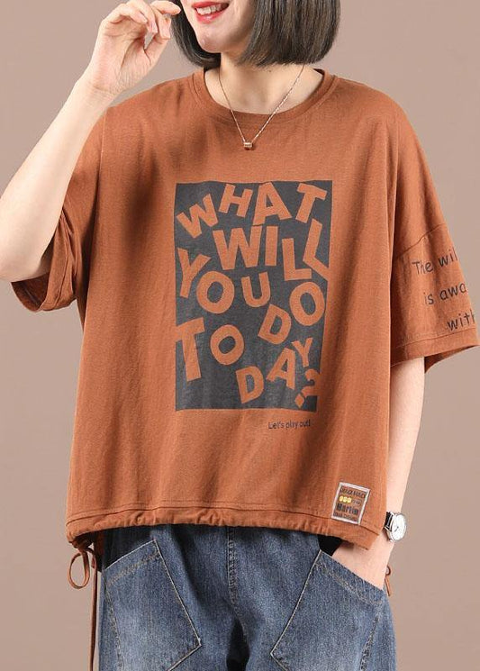 Natural Navy Print Graphic Regular Summer Half Sleeve T Shirts - SooLinen