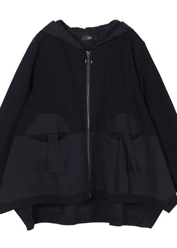 Natural Patchwork Casual Top Quality Spring Clothes For Women Black Outwear - SooLinen