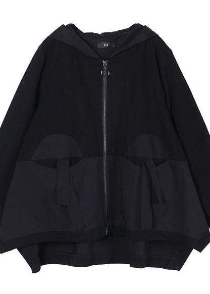 Natural Patchwork Casual Top Quality Spring Clothes For Women Black Outwear - SooLinen