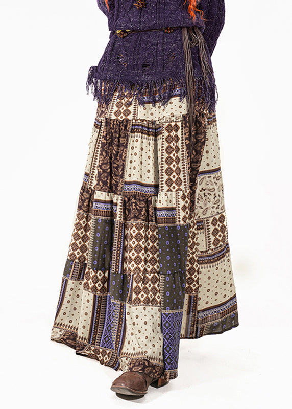 Natural Print High Waist Maxi Skirts Summer