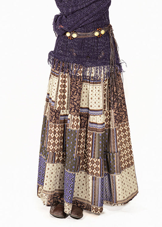 Natural Print High Waist Maxi Skirts Summer