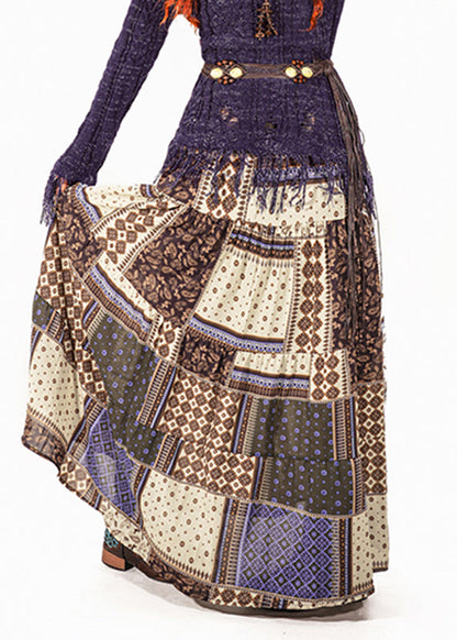 Natural Print High Waist Maxi Skirts Summer