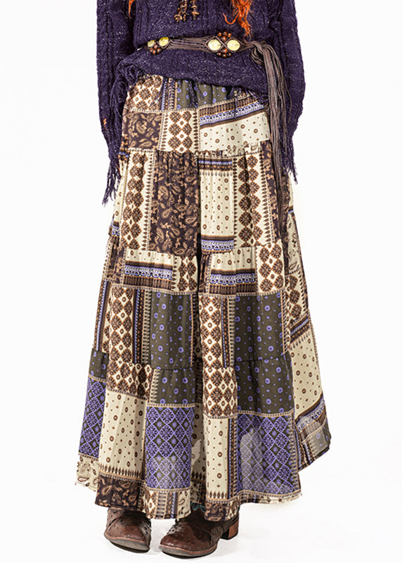 Natural Print High Waist Maxi Skirts Summer