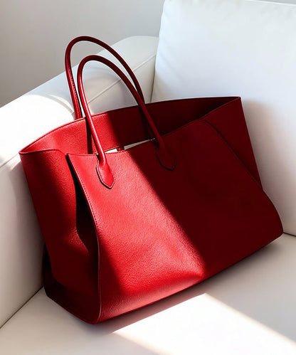 Natural Red Large Capacity Faux Leather Tote Bag