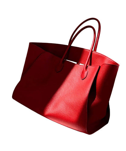 Natural Red Large Capacity Faux Leather Tote Bag