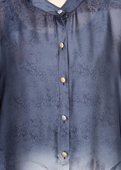 Natural Red Print Button Silk Women Sets Two Pieces Summer - SooLinen