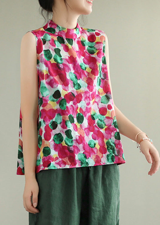 Naturrote Baumwollweste mit Print für den Sommer