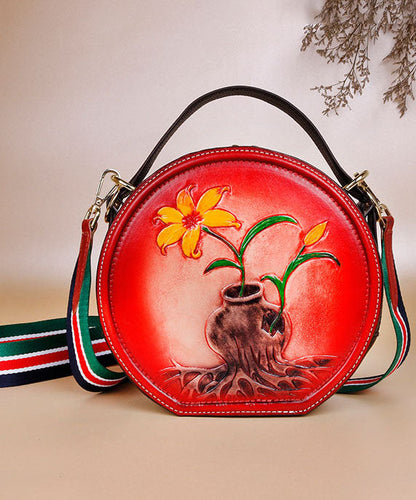 Handtasche aus Kalbsleder mit Prägung in Naturgelb