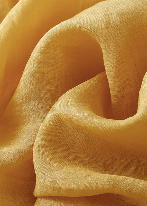 Natural Yellow Wrinkled Patchwork Long Dress Short Sleeve