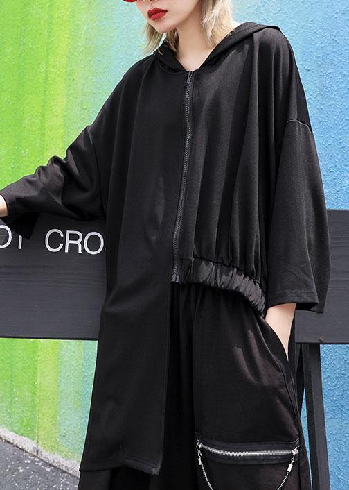 Natural asymmetric Fine outfit gray Art coat fall - SooLinen