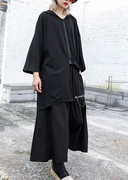 Natural asymmetric Fine outfit gray Art coat fall - SooLinen