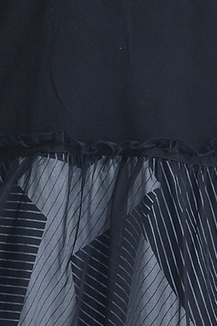 Natürliche schwarze Baumwolle Tunika Korea design o neck falsche zwei stücke sommer Kleid