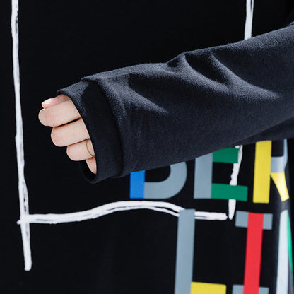 Natürliche schwarze Baumwollkleider Pakistanische Kleiderschränke Kurze Kleider mit Buchstaben