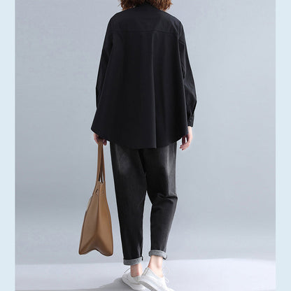 Natürliche schwarze Baumwollkranich-Oberteile Pakistanische Form Stehkragen Button Down Kniehemd