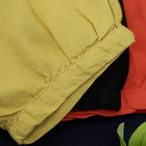 Natural black linen linen women blouses o neck lantern sleeve oversized blouse - SooLinen