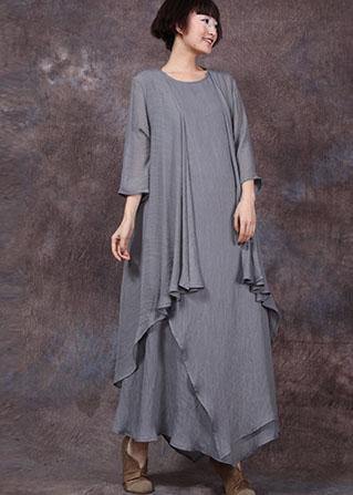 Natural bracelet sleeved linen clothes Shirts gray cardigan summer - SooLinen