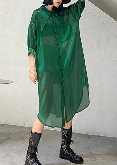 Natural half sleeve tulle Summer dresses plus size Fashion Ideas green Art Dresses - SooLinen