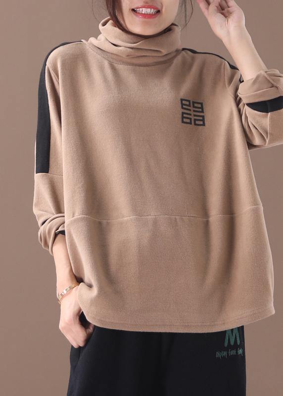 Natural patchwork cotton high neck box top Photography khaki top - SooLinen