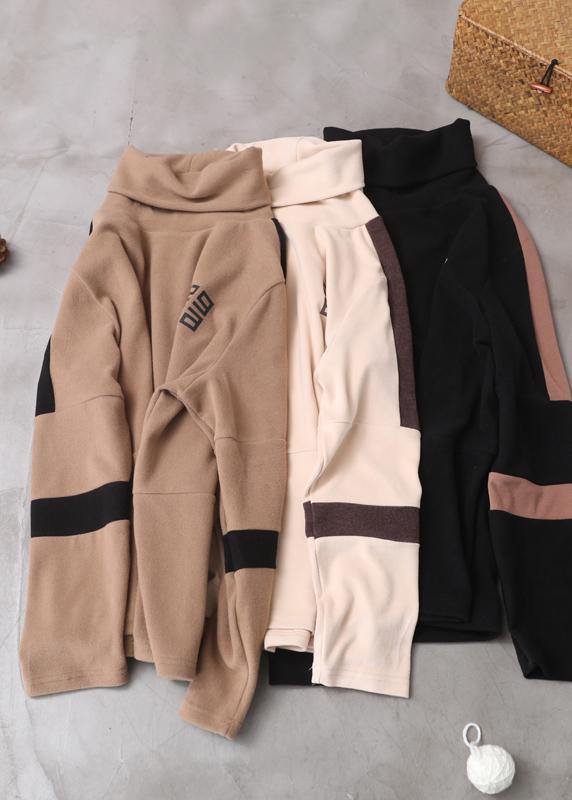 Natural patchwork cotton high neck box top Photography khaki top - SooLinen