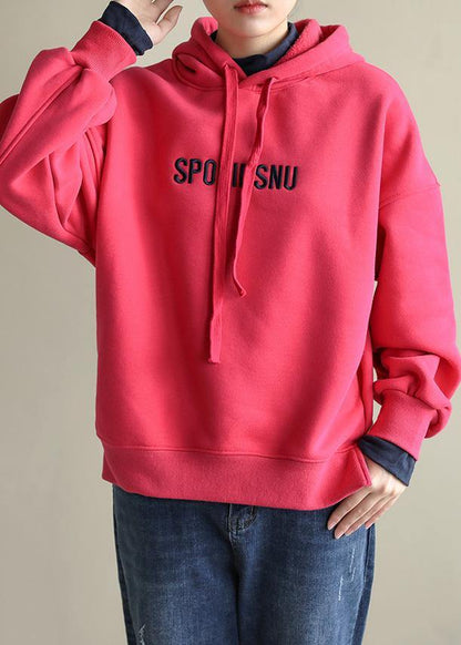 Natural rose cotton Blouse false two pieces Dresses hooded shirts - SooLinen