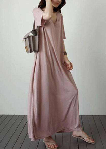 Natural v neck baggy cotton Tunics Work gray cotton Dress - SooLinen