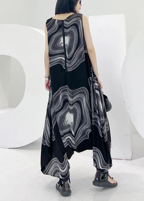 Natural v neck zippered linen dresses Wardrobes black print Dress - SooLinen