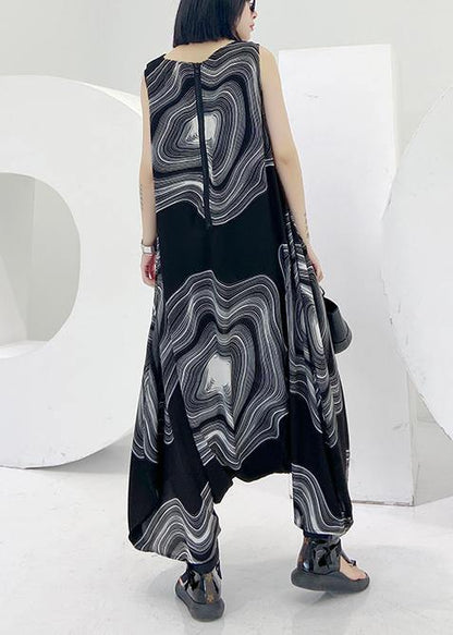 Natural v neck zippered linen dresses Wardrobes black print Dress - SooLinen