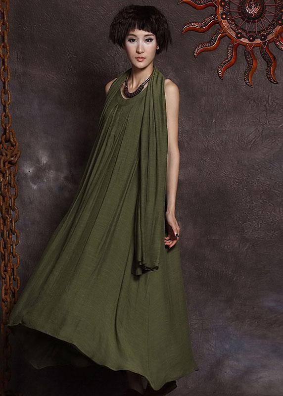 Natural white linen outfit sleeveless Dresses summer Dresses - SooLinen