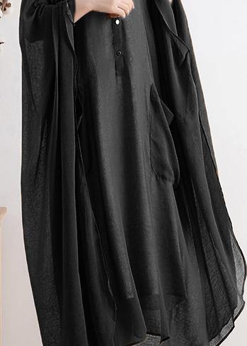 Natural yellow chiffon Robes plus size Shape stand collar Batwing Sleeve Dress - SooLinen