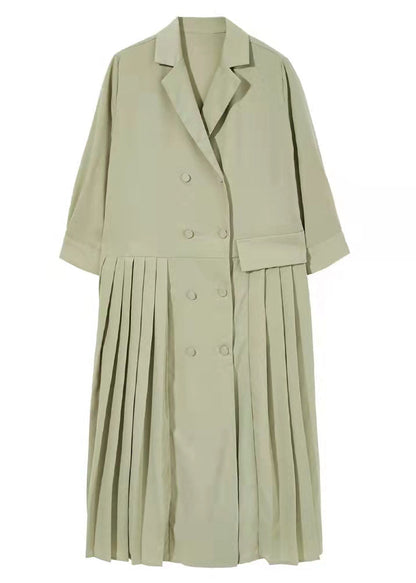 Naturgrünes Tunika-Sommerkleid mit V-Ausschnitt und tailliertem Schnitt