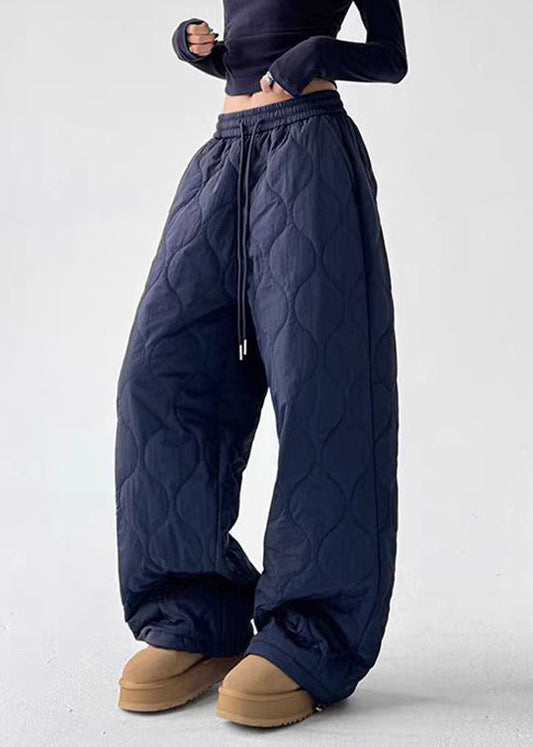 Pantalones anchos de algodón con diseño original de la Marina y cintura elástica.