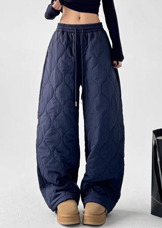 Pantalones anchos de algodón con diseño original de la Marina y cintura elástica.