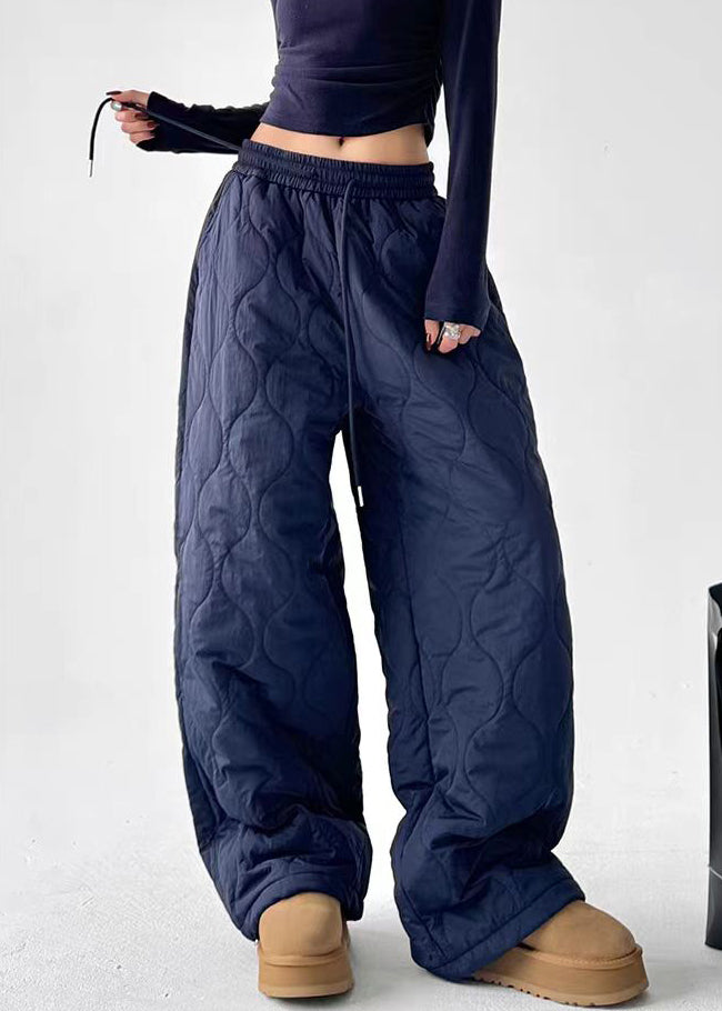 Pantalones anchos de algodón con diseño original de la Marina y cintura elástica.