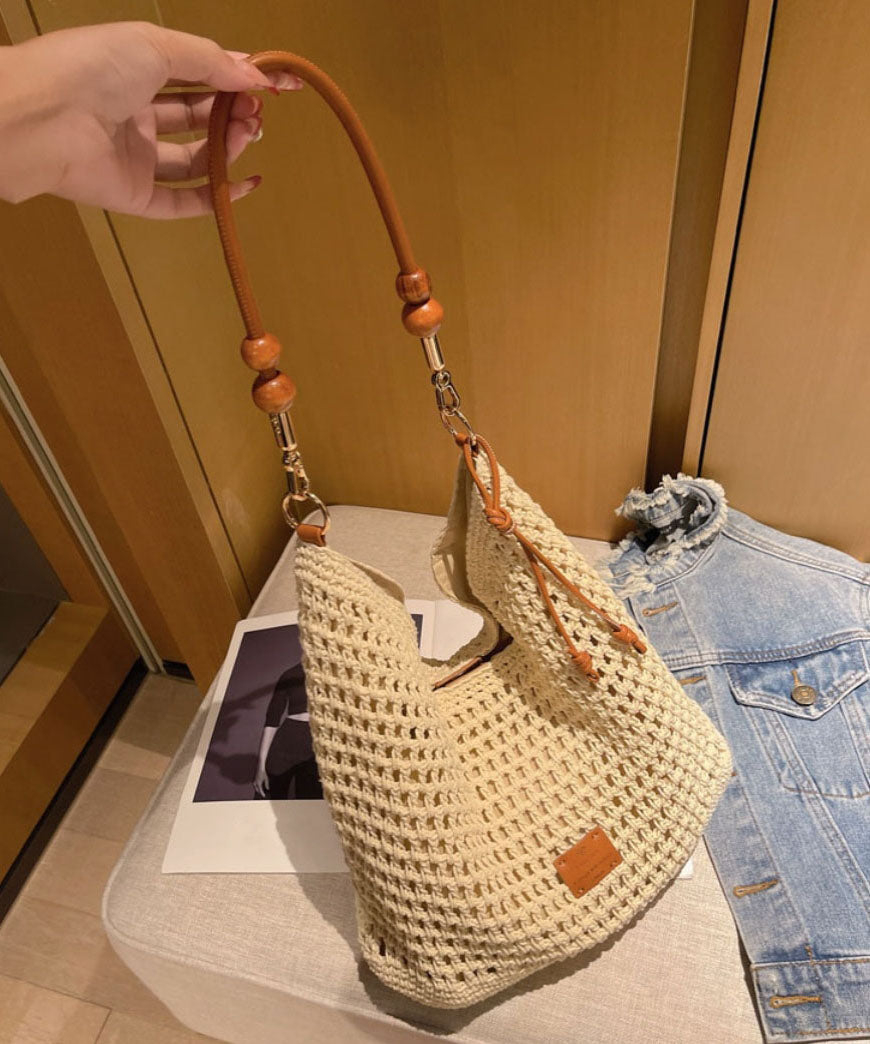 New Apricot Large Capacity Straw Woven Shoulder Bag