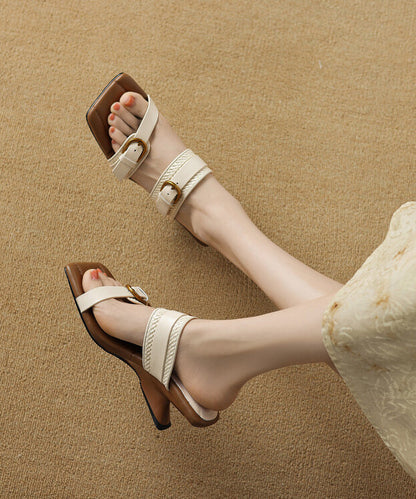 New Apricot Sheepskin Woven Wedge Heel Slippers