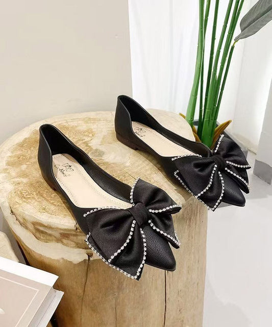 New Black Bow Splicing Comfy Flat Shoes