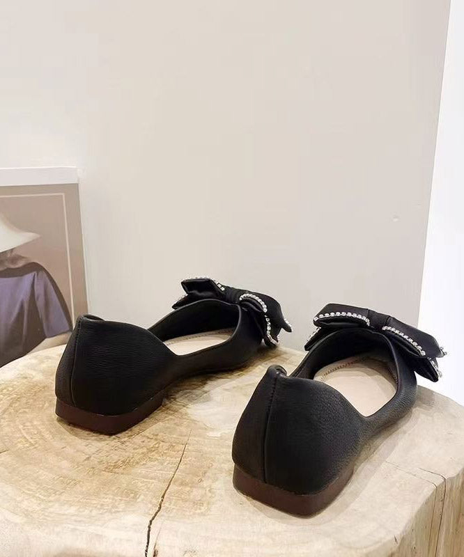 New Black Bow Splicing Comfy Flat Shoes