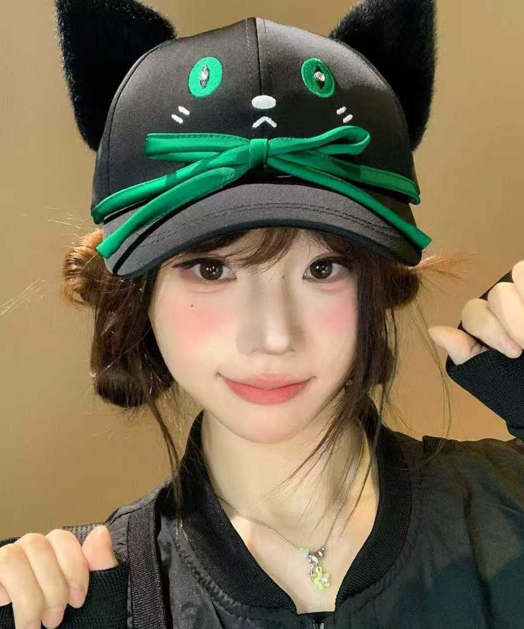 New Black Butterfly Knot Versatile Cat Embroidered Baseball Cap Hat