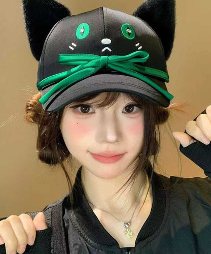 New Black Butterfly Knot Versatile Cat Embroidered Baseball Cap Hat