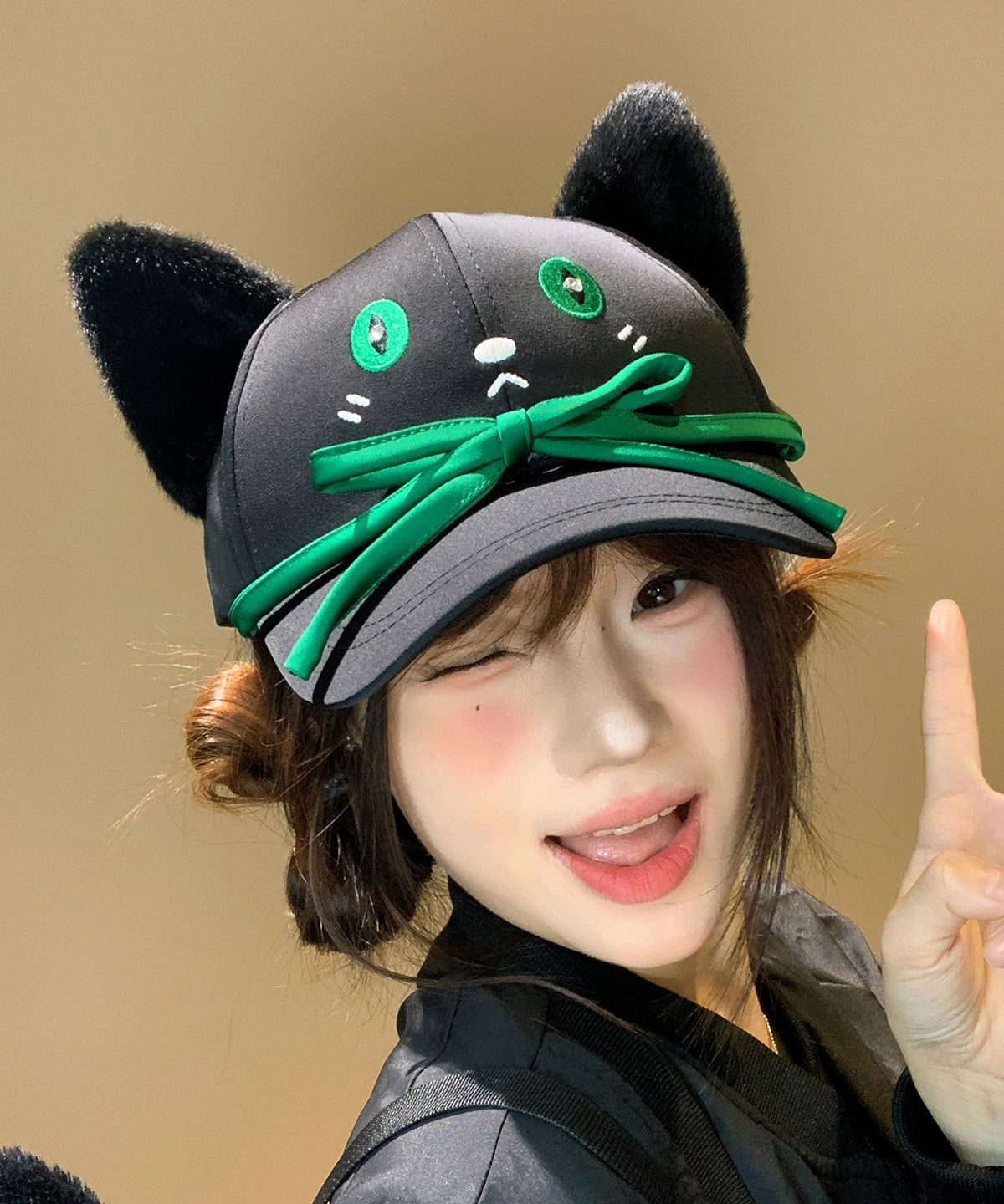 New Black Butterfly Knot Versatile Cat Embroidered Baseball Cap Hat