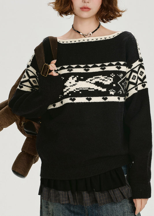 New Black O Neck Thick Warm Knitted Sweaters Tops Spring
