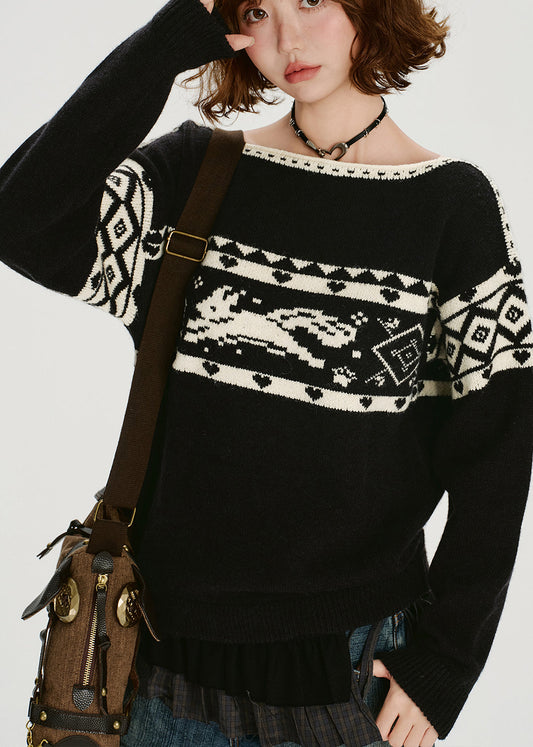 New Black O Neck Thick Warm Knitted Sweaters Tops Spring