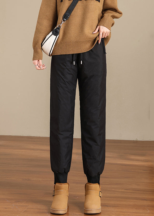 Neue schwarze Fleecehose mit Taschen, elastischem Bund und dicker, warmer Passform für den Winter