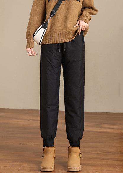 Neue schwarze Fleecehose mit Taschen, elastischem Bund und dicker, warmer Passform für den Winter