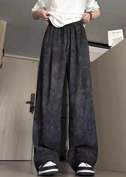 New Black Tie Dye Elastic Waist Cotton Men Pants Summer