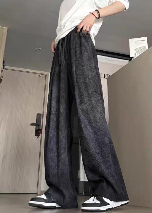 New Black Tie Dye Elastic Waist Cotton Men Pants Summer