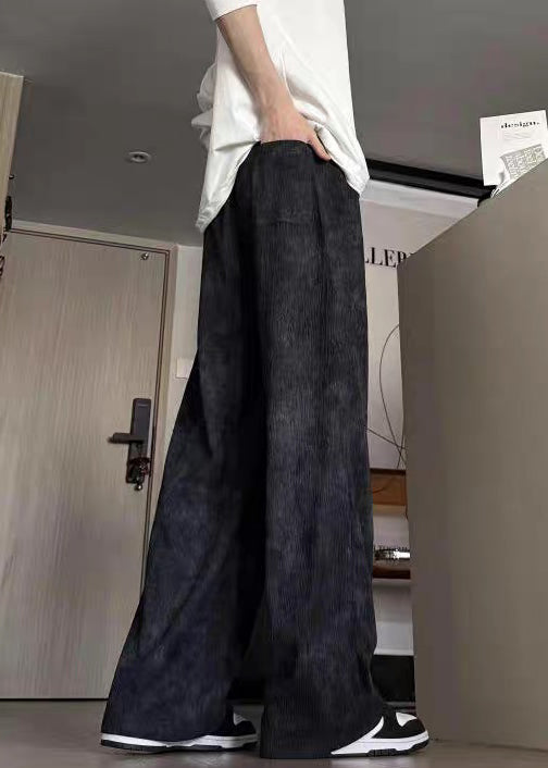 New Black Tie Dye Elastic Waist Cotton Men Pants Summer