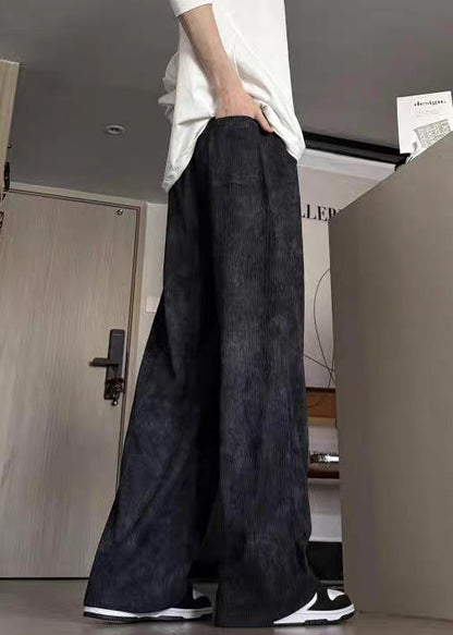 New Black Tie Dye Elastic Waist Cotton Men Pants Summer