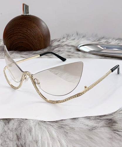 New Black Zircon Studded Frameless Sunglasses